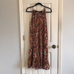 Flowery Midi T-Back Dress w/ Spaghetti Straps